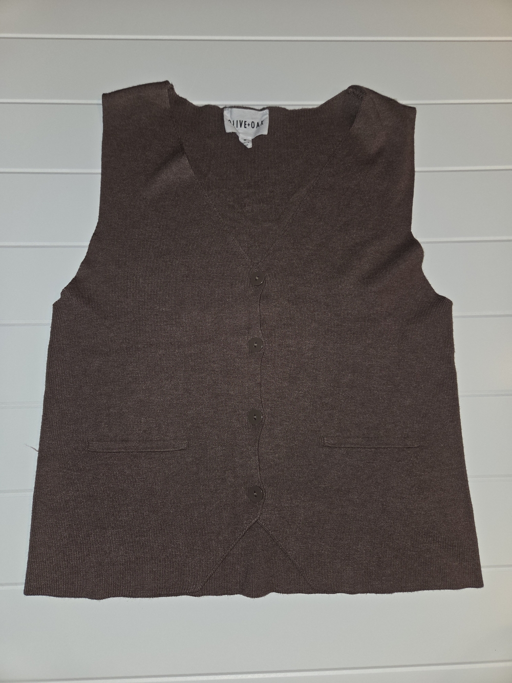 Olive & Oak Dark Brown Knit Button-Front Vest